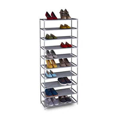 Imagen de Relaxdays Zapatero Tela Sistema Encaje, 10 Baldas, 30 Pares de Zapatos, Organizador Calzado 150 x 62 28 cm, en Gris