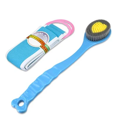 Imagen de QiCheng&amp;LYS Cepillo de Ducha Mano, con Mango Largo Suave y Cómodo Para Masaje o Exfoliación Piel Seca (Toalla Azul barro)