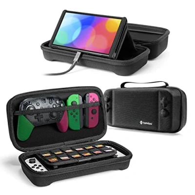 Imagen de tomtoc Funda para Nintendo Switch / OLED 2021, Estuche Rígido Consola Switch, Mando Pro, 24 Juegos, Bolsa Protectora de Transporte y Viaje Accesorios