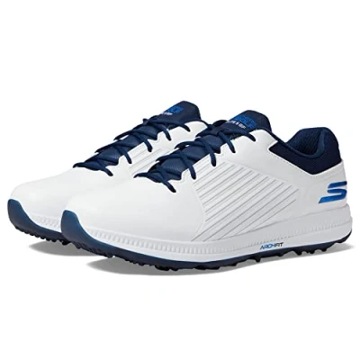 Imagen de Skechers Tenis de Golf Impermeables Elite 5 Arch Fit para Hombre, Blanco/Azul Marino, 45 EU
