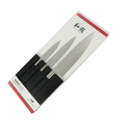 Imagen de KAI Wasabi Black Juego de cuchillos 3 piezas Cuchillo multiusos 10 cm, 15 chef 20 cm Acero inoxidable 6A/1K6 pulido 58 HRC Mango polipropileno negro
