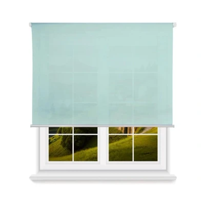 Imagen de Well Home Estor Enrollable Translúcido Liso Azul Claro, 140 x 250cm (Ancho Largo)/Tamaño de la Tela 137 245cm