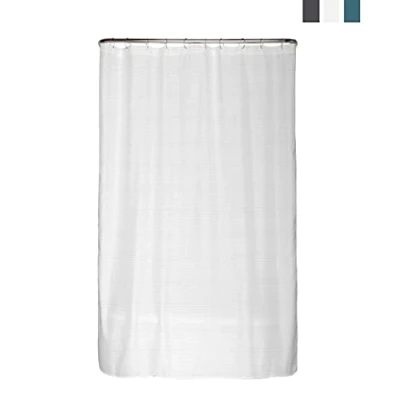 Imagen de Prémium Cortina de Ducha 120x180 Baño Antimoho Tela Estructurado, Impermeable, Lavable y Opaco con Anillas (Blanco)