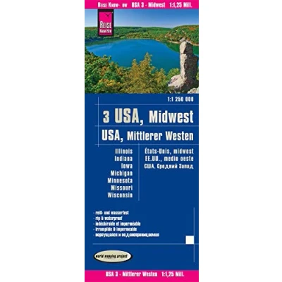 Imagen de USA 3: Medio Oeste 1: 250.000 impermeable (USA 3 Midwest (1.1.250.000): Illinois, Indiana, Iowa, Michigan, Minnesota, Missouri, Wisconsin)