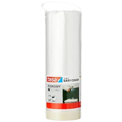 Imagen de tesa Easy Cover Film UNIVERSAL Cubierta Protectora 2 en 1 con Cinta Adhesiva para Enmascarar 33 m x 140 cm
