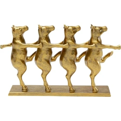 Imagen de Kare Figura Decorativa de diseño Vacas danzantes, Dorada, Hecha a Mano, única, Animales, Objeto Decorativo para salón, estanterías, Idea Regalo, 47 x 46 14 cm (Alto Ancho