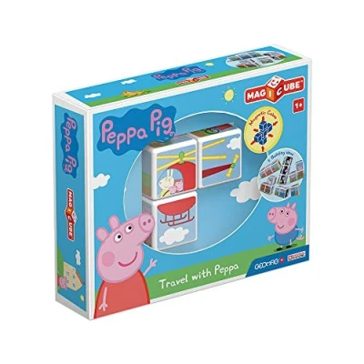 Imagen de Geomag MAGICUBE 3 Cubos Peppa Pig Travel with Bloques Magnéticos para Niños a Partir de 1 Año Enfoque Montessori Juego Educativo en 3D Estimula el Desarrollo Cognitivo y Motor