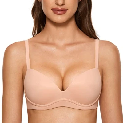 Imagen de DOBREVA Sujetador Push Up sin Aros con Relleno T Shirt Bralette para Mujer Beige Rubor 90B