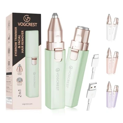 Imagen de Removedor de vello facial y cejas para mujeres: Afeitadora eléctrica 2 en 1 el rostro recortadora corporal recargable mujeres con luz LED