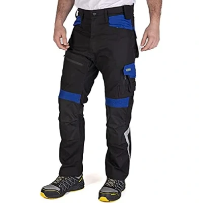Imagen de Goodyear Workwear GYPNT010 Pantalones de trabajo para hombre, con bolsillos y bolsillos, color negro/azul real, talla 42 Regular