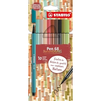 Imagen de STABILO Estuche de cartón con 10 rotuladores dibujo Pen 68 Edition NatureCOLORS