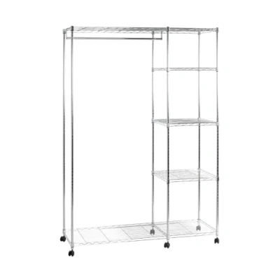 Imagen de HAKU Möbel Armario con ruedas cromo, metal, metal Dim.: AN 123 cm x AL 181 P 45 cm, Estilo: Moderno