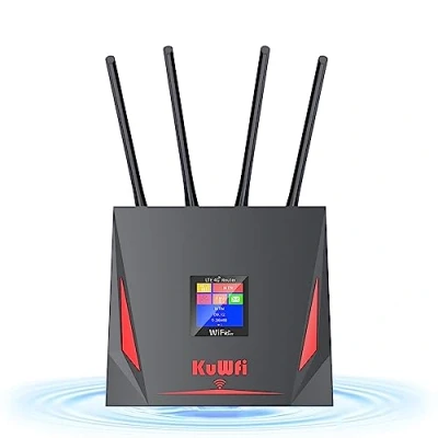 Imagen de Router Modem 4G Sim Portatil, KuWFi LTE WiFi 300 Mbps con Carte y Puerto USB, Ruter para Tarjeta Movil Barata Soutien B1/B3/B7/B8/B20, Conecta hasta 10 Dispositivos