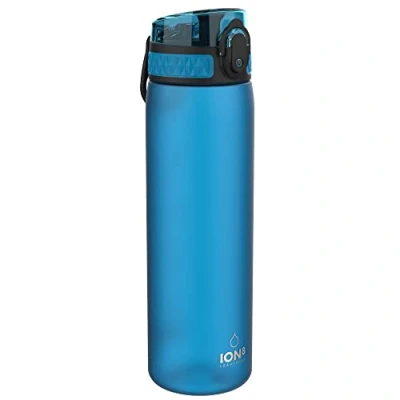 Imagen de Ion8 Botella Agua, 500ml, a Prueba de Fugas, Fácil Abrir, Cerradura Segura, Apta para Lavavajillas, Sin BPA, Asa Transporte, Limpiar, Neutro en Carbono, Azul