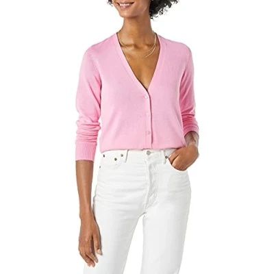 Imagen de Amazon Essentials Jersey Ligero con Cuello de Pico (Disponible en Tallas Grandes) Mujer, Rosa, L