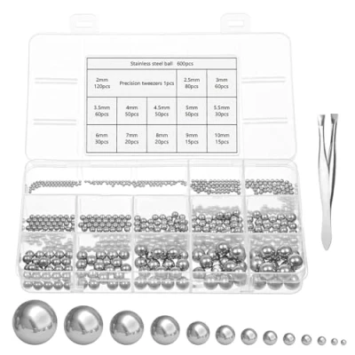 Imagen de Szaboviktoria 600 Piezas Bolas de Acero,Bolas Acero Inoxidable,Bolas Precision,Rodamientos Bolas,Bolas Rodamientos para Bicicleta,Bolas Rodamientos,13 Tamaños, 2 mm 10