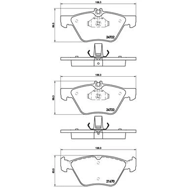 Imagen de BREMBO P 50 075 Juego de pastillas freno preparado para indicador desgaste con clip émbolo sin accesorios MERCEDES BENZ: Clase E Berlina