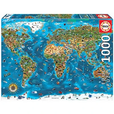 Imagen de Educa Puzzle de 1000 Piezas para Adultos Maravillas del Mundo. Incluye Pegamento Fix Puzzle. A Partir 14 años (19022)
