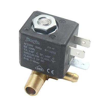 Imagen de JIAYIN JYZ 4P Normalmente cerrado 3 mm N/C 2/2 vías CA 230 V G1/8 pulgadas latón hierro de vapor generador aire válvula solenoide agua para gas