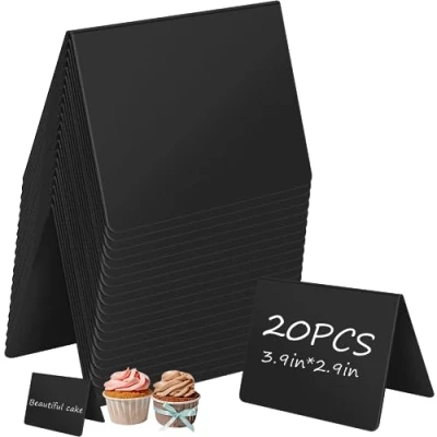 Imagen de Mini Pizarra Pequeña, Letrero de Tiza Acrílica para Alimentos, 20 Negra, Letreros Pie con Bolígrafo Etiquetas Precios, Alimentos