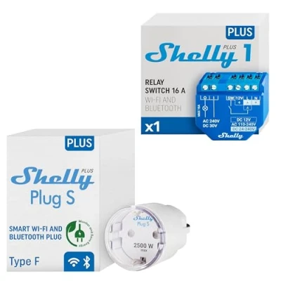 Imagen de Shelly Plus Plug S, Smart enchufe, 2 entradas (Bluetooth + USB), 1 Próxima Generación Enchufe Inalámbrico Con Medición De Consumo Automatización Hogar iOS Android App