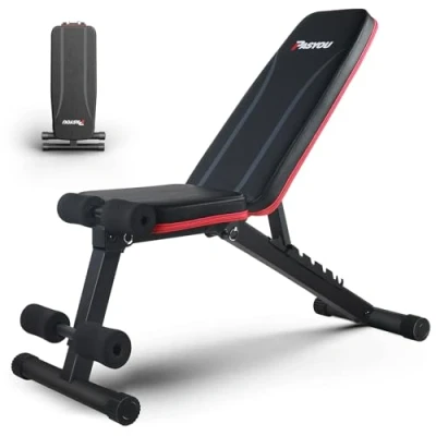 Imagen de PASYOU Banco de Pesas Musculación, Abdominales Plegable 7 en 1, Ajustable adecuado para el hogar y gimnasio, Negro, Capacidad peso 230KG