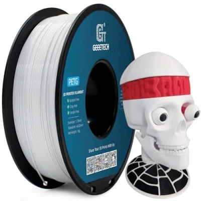 Imagen de GEEETECH filamento PETG de 1,75 mm, blanco 1 kg para impresora 3D, precisión dimensional +/ 0,02 mm