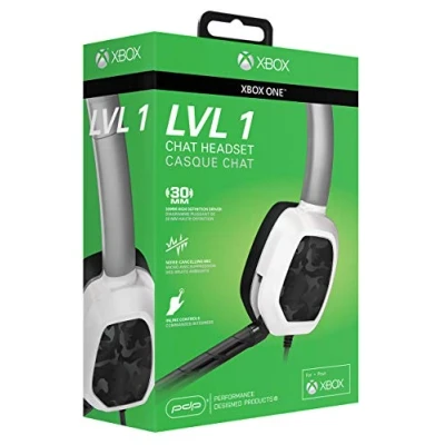 Imagen de PDP Mono Auricular Chat Afterglow LVL 1 Camo, Color Blanco (Xbox One)