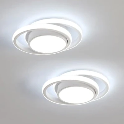 Imagen de Comely 2 Piezas Plafon LED Techo para Cocina Dormitorio Pasillo, 32W 2350LM Moderna Lámpara de Luz Redonda, Blanco Frío 6500K, Diámetro 28cm,