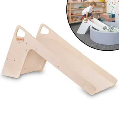Imagen de KiddyMoon Tobogán Y Silla 2 En 1 De Madera para Niños, Grande, Natural