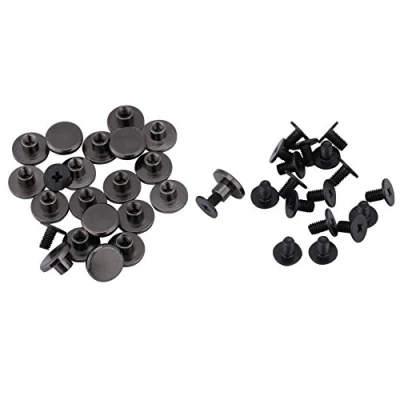 Imagen de HEEPDD 20 Piezas de Remache Hecho a Mano, latón Duradero 5 mm / 8 con Tornillos Clavos Rosca Cabeza Plana Suministros reparación Cuero para cinturón Bolso (5 mm)