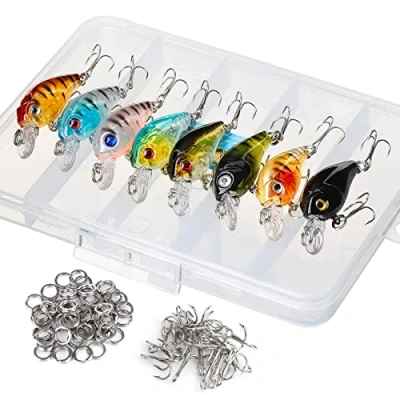 Imagen de DONQL 8 Piezas Señuelos Pesca, Artificiales de Spinning con Anzuelos Duros, Mar, para Trucha, Lubina, Perca, Lucio, Agua Dulce o Salada