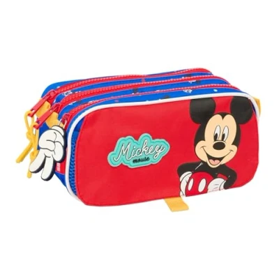 Imagen de Safta Mickey Mouse Good Day Portatodo Triple Big, Estuche Infantil, Niño, Ideal para Niños en Edad Escolar, Cómodo y Versátil, Calidad Resistencia, 21.5x8x10 cm