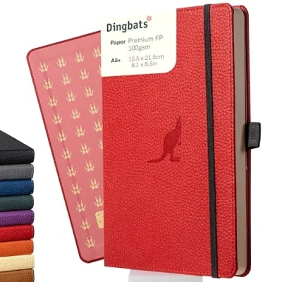 Imagen de Dingbats Wildlife Cuaderno Mediano Rayado, Canguro Rojo, A5 Tapa Dura Papel Crema de 100 gsm a Prueba Incluye Bolsillo, Cierre Elástico y Marcador