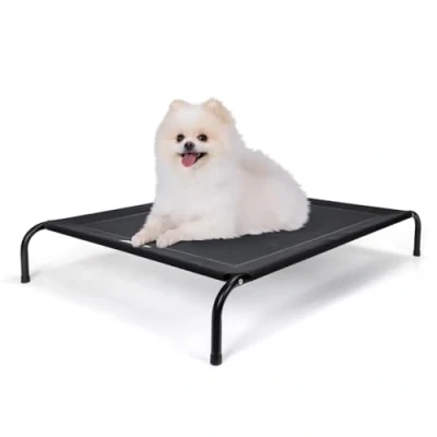 Imagen de Nobleza Cama Elevada Perro Pequeño, Refrescante Perro, de Mascotas Transpirable para Exterior Interior Jardín Terraza, Robusto Lavable, Negro, S, 87x65x20CM