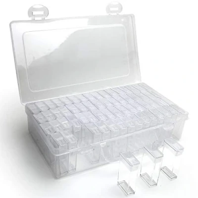 Imagen de igadgitz home U7114 64 Compartimentos Caja Almacenamiento Diamond Painting, Bordado Transparente