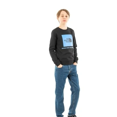 Imagen de The North Face TEEN Redbox CREW Unisex Sudadera para niños, Talla: 152, Black/optic blue
