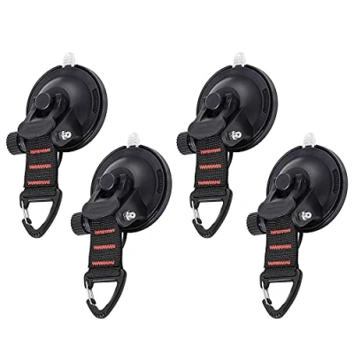 Imagen de 4 ventosas de anclaje, Ancla ventosa fijación gancho amarre anclaje lavables multiusos para coche, toldo lateral barco camping lona