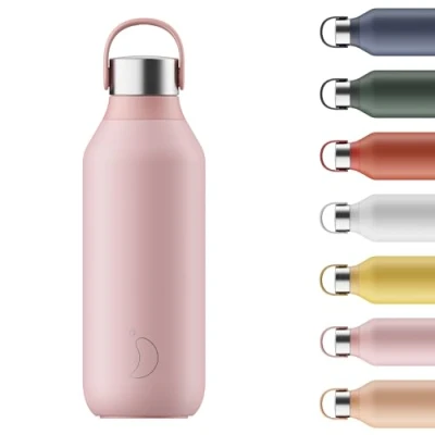 Imagen de Chilly&#039;s Bottle Serie 2 Botellas térmicas de Acero Inoxidable con gollete Suave y asa Blush Pink, 500ml