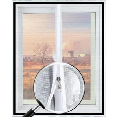 Imagen de Lesone malla de seguridad para gatos tamaño personalizado, protección redes ventana gatos, antimosquitos con autoadhesivo, posición cremallera personalizada (ancho x alto)