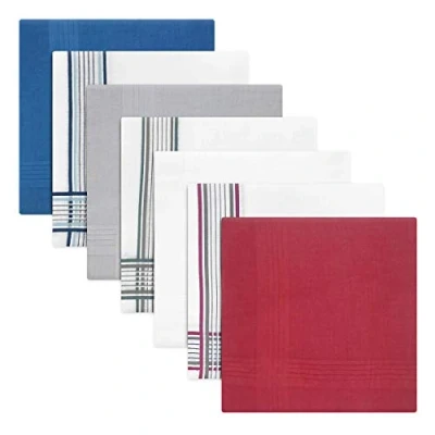Imagen de Paquete de 7 pañuelos teñidos para hombre/caballero con bordes satén colores y blancos, 100% algodón, 40 x cm, multicolor, Taille unique