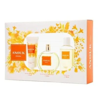 Imagen de ANOUK Original Perfume 100 ml + Crema de Cuerpo 75 Gel Baño ml, Estuche Regalo Mujer, Colonia Perfumada, Eau Toilette Femenina, Floral, Frutal y Fresca, Larga Duración