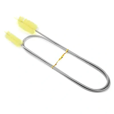 Imagen de Cepillo de resorte limpieza acuario, tubo filtro doble cabezal Manguera Limpiador bomba Acero inoxidable flexible Primavera Nylon 155 cm para acuario