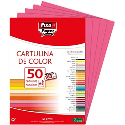 Imagen de Fixo Paper 11110354 Paquete de cartulinas A4 50 unidades color fucsia, 180g