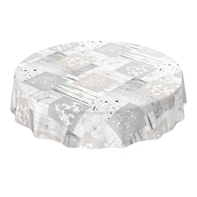 Imagen de Anro Mantel de hule lavable, para mesa, 95% PVC, 5% poliéster., Granito madera., Rund 140cm Schnittkante