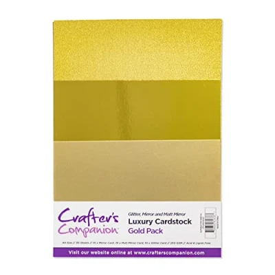 Imagen de Crafter&#039;s Companion CP LMIX Gold Lustroso A4 Cartulina Espejo Brillo y Matt Pack 30 Hojas Dorado, cartón, 23.5 x 37 1 cm