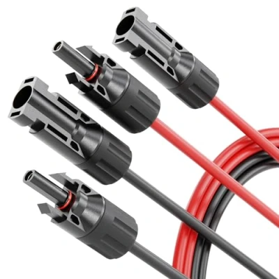 Imagen de ABSINA 2x 1 Metro cable solar 4mm2 H1Z2Z2 K negro y rojo para placa resistente a UV panel solar, 4mm, 4mm2, con enchufe,