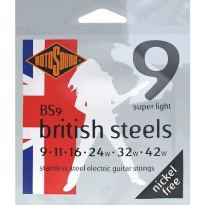 Imagen de Rotosound BS British Steels Juego de Guitarra Eléctrica Acero Inoxidable Super Light 9 42 BS9