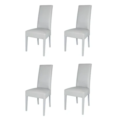 Imagen de t m c s Tommychairs Set 4 sillas Luisa para Cocina, Comedor, Bar y Restaurante, solida Estructura en Madera de Haya Asiento tapizado Polipiel Gris Claro