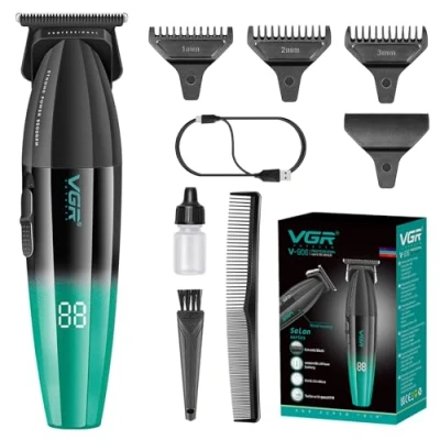 Imagen de VGR 906 Fresh Fade cortadora de pelo profesional, 9000 rpm, sin huecos, para hombres, inalámbrica DLC T Blade barberos y recargable por USB, verde